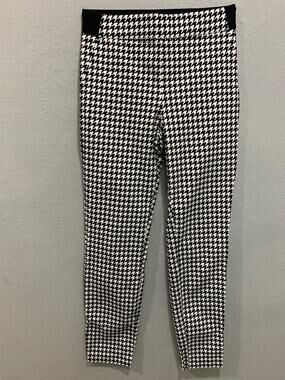 Size 2 IMNYC Womens Black White Houndstooth Stretch Pants Isaac Mizrahi